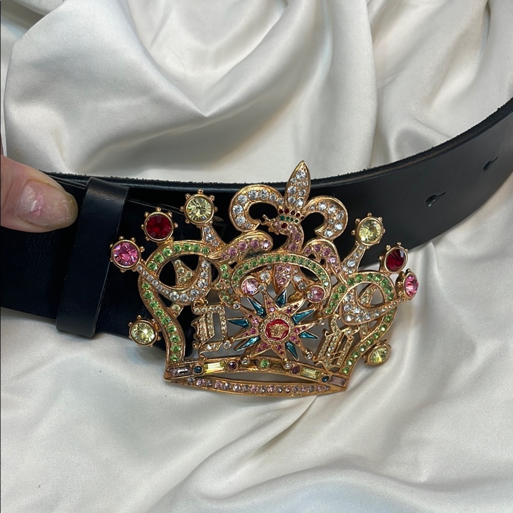 Gold Crown Belt with Multicolor Gemstones